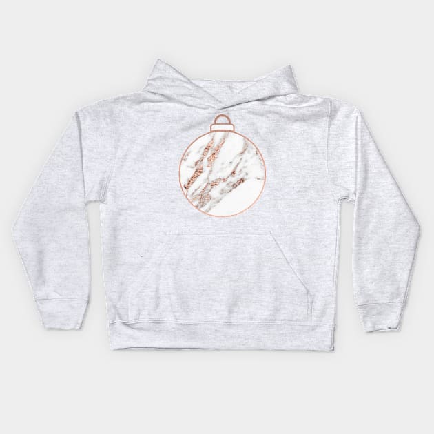 Rose gold Christmas bauble Kids Hoodie by peggieprints
